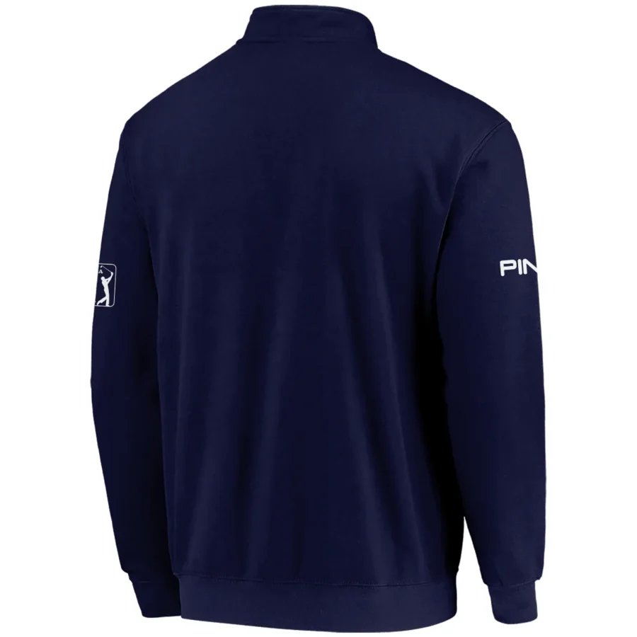 Ping 2024 PGA Championship Golf Quarter-Zip Jacket Sports Dark Blue White All Over Print Quarter-Zip Jacket