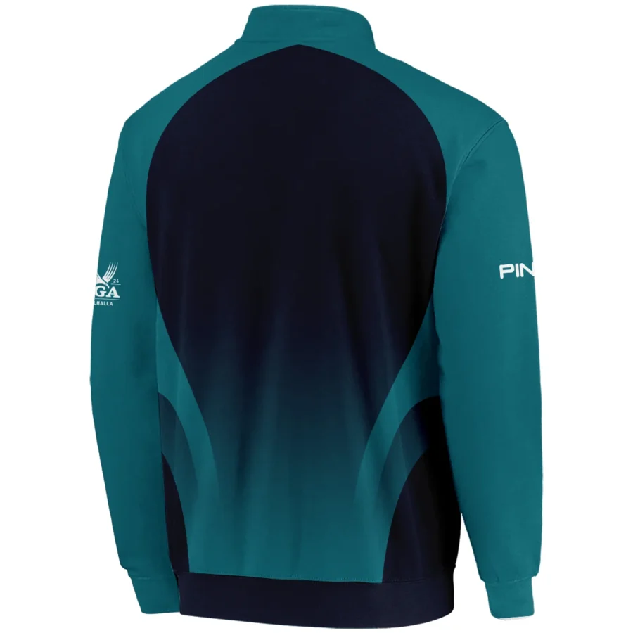 2024 PGA Championship Ping Golf Quarter-Zip Jacket Dark Cyan Very Dark Blue Gradient Golf Sports All Over Print Quarter-Zip Jacket