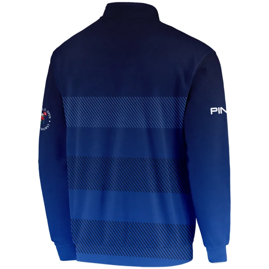 Ping 124th U.S. Open Pinehurst Quarter-Zip Jacket Sports Dark Blue Gradient Striped Pattern All Over Print Quarter-Zip Jacket