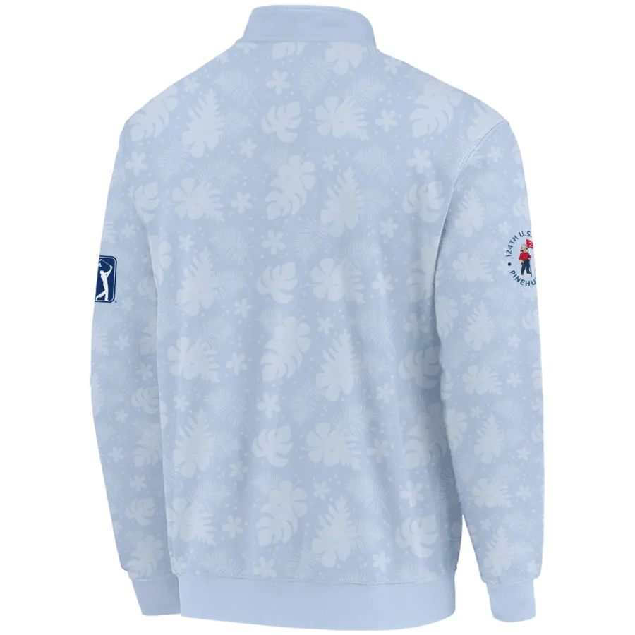 124th U.S. Open Pinehurst Callaway Golf Quarter-Zip Jacket Light Blue Pastel Floral Hawaiian Pattern All Over Print Quarter-Zip Jacket