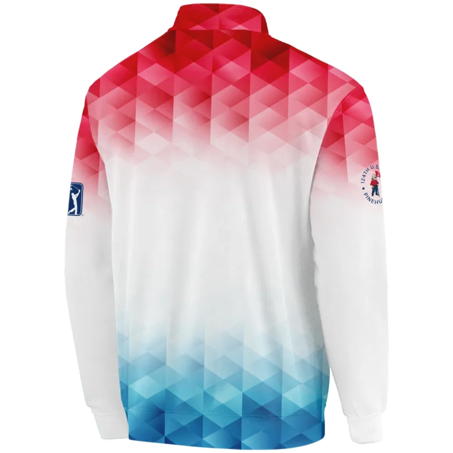 124th U.S. Open Pinehurst Ping Golf Sport Quarter-Zip Jacket Blue Red Abstract Geometric Triangles All Over Print Quarter-Zip Jacket