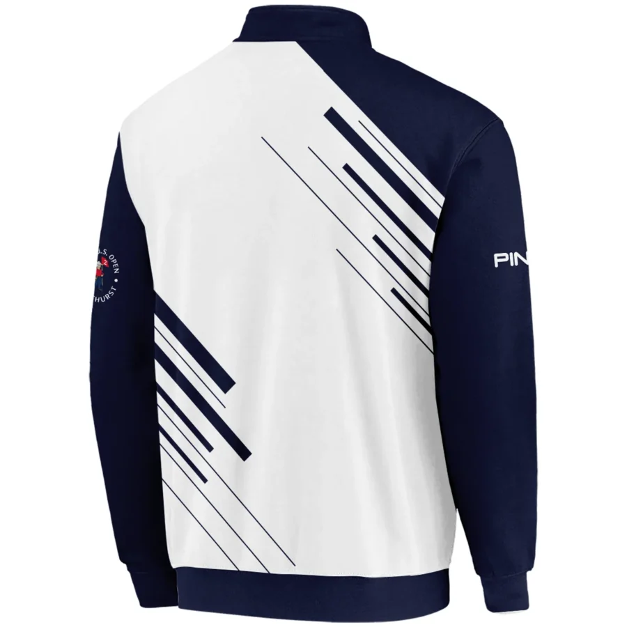 Ping 124th U.S. Open Pinehurst Golf Quarter-Zip Jacket Striped Pattern Dark Blue White All Over Print Quarter-Zip Jacket