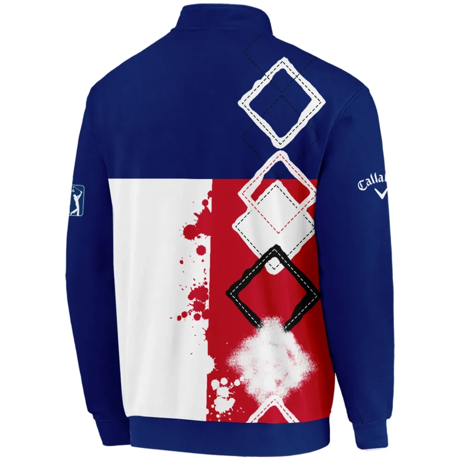 124th U.S. Open Pinehurst Callaway Quarter-Zip Jacket Blue Red White Pattern Grunge All Over Print Quarter-Zip Jacket