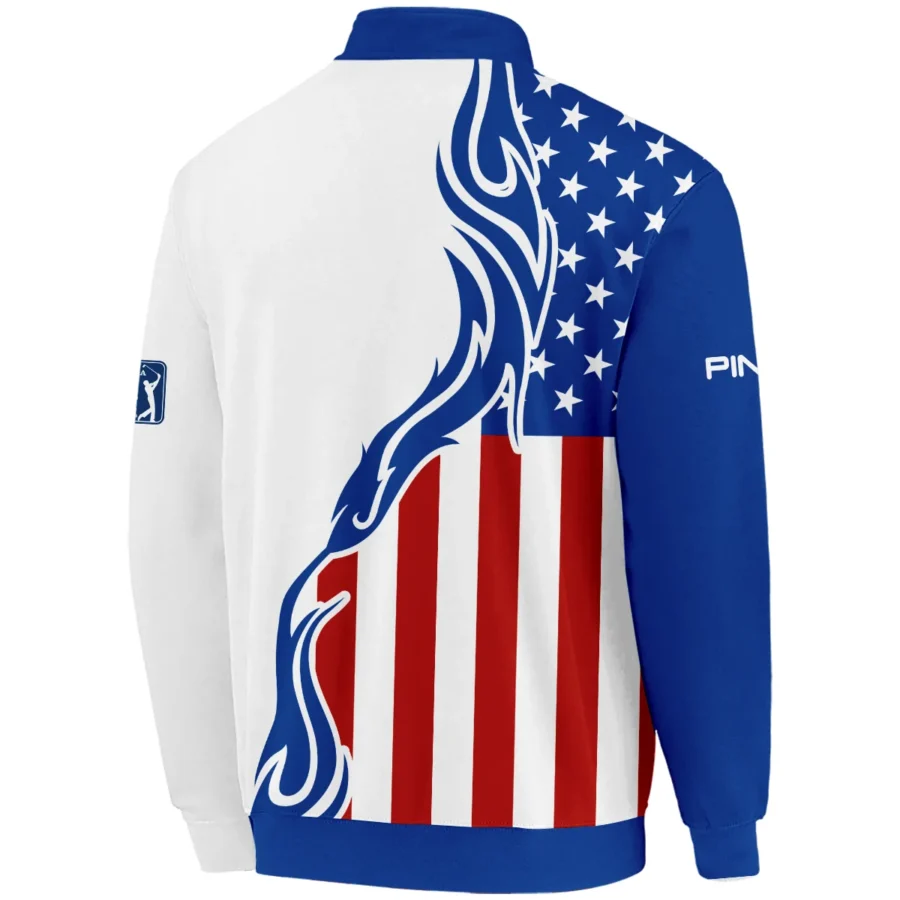 Golf Sport Ping 124th U.S. Open Pinehurst Quarter-Zip Jacket USA Flag Pattern Blue White All Over Print Quarter-Zip Jacket