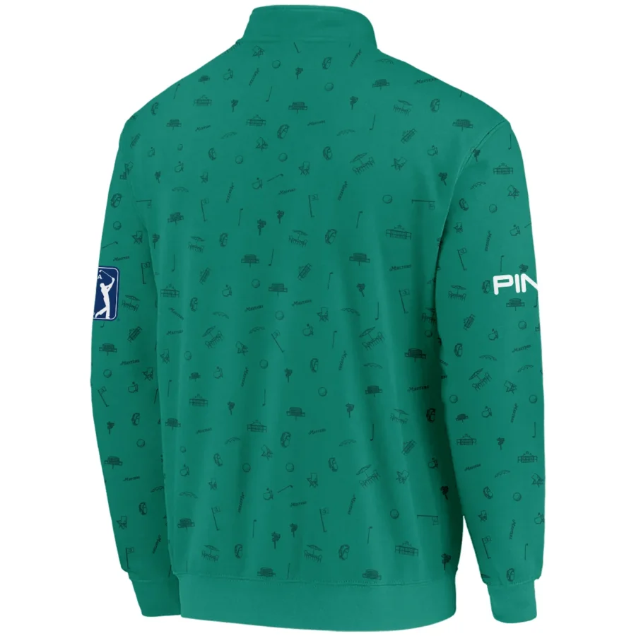 Golf Masters Tournament Ping Quarter-Zip Jacket Augusta Icons Pattern Green Golf Sports All Over Print Quarter-Zip Jacket