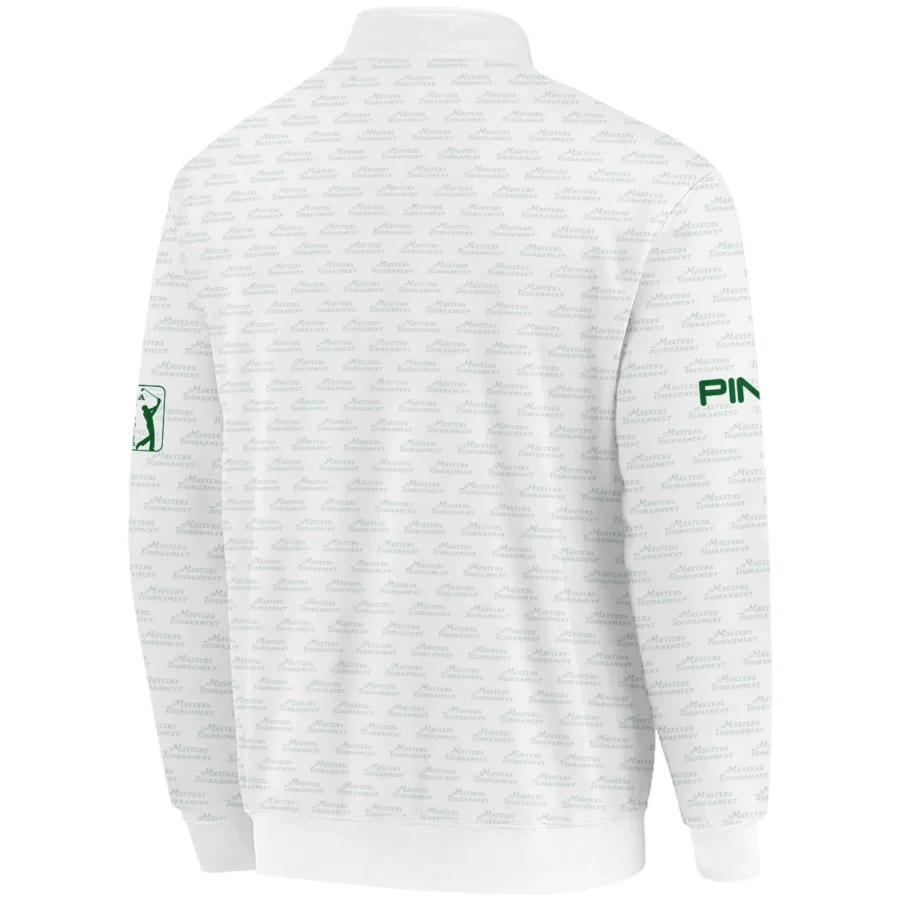 Masters Tournament Golf Ping Quarter-Zip Jacket Logo Text Pattern White Green Golf Sports All Over Print Quarter-Zip Jacket