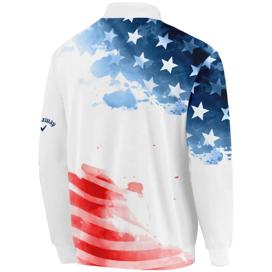 Golf 124th U.S. Open Pinehurst Callaway Quarter-Zip Jacket US Flag Watercolor Golf Sports All Over Print Quarter-Zip Jacket