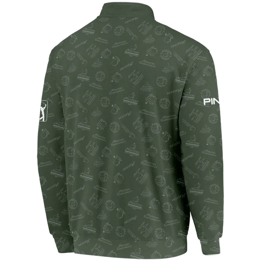 2024 Golf Pattern Masters Tournament Ping Quarter-Zip Jacket Dark Green Pattern All Over Print Quarter-Zip Jacket