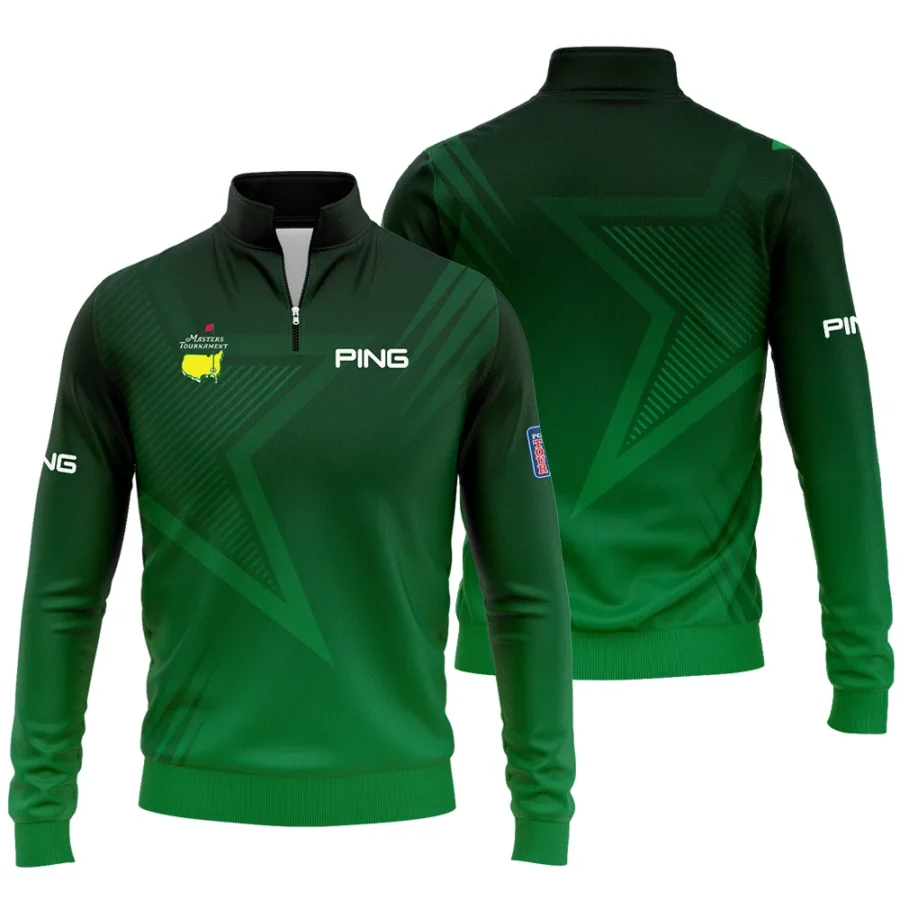 Ping Masters Tournament Quarter-Zip Jacket Dark Green Gradient Star Pattern Golf Sports Quarter-Zip Jacket