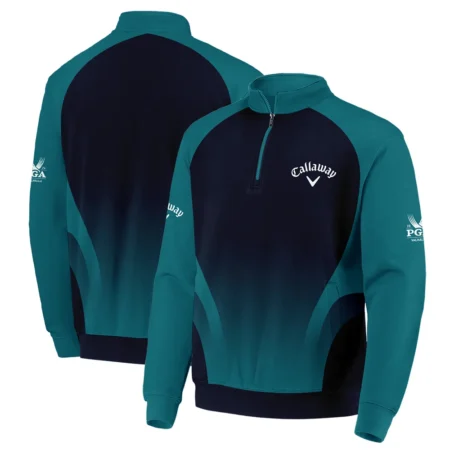 2024 PGA Championship Callaway Golf Quarter-Zip Jacket Dark Cyan Very Dark Blue Gradient Golf Sports All Over Print Quarter-Zip Jacket