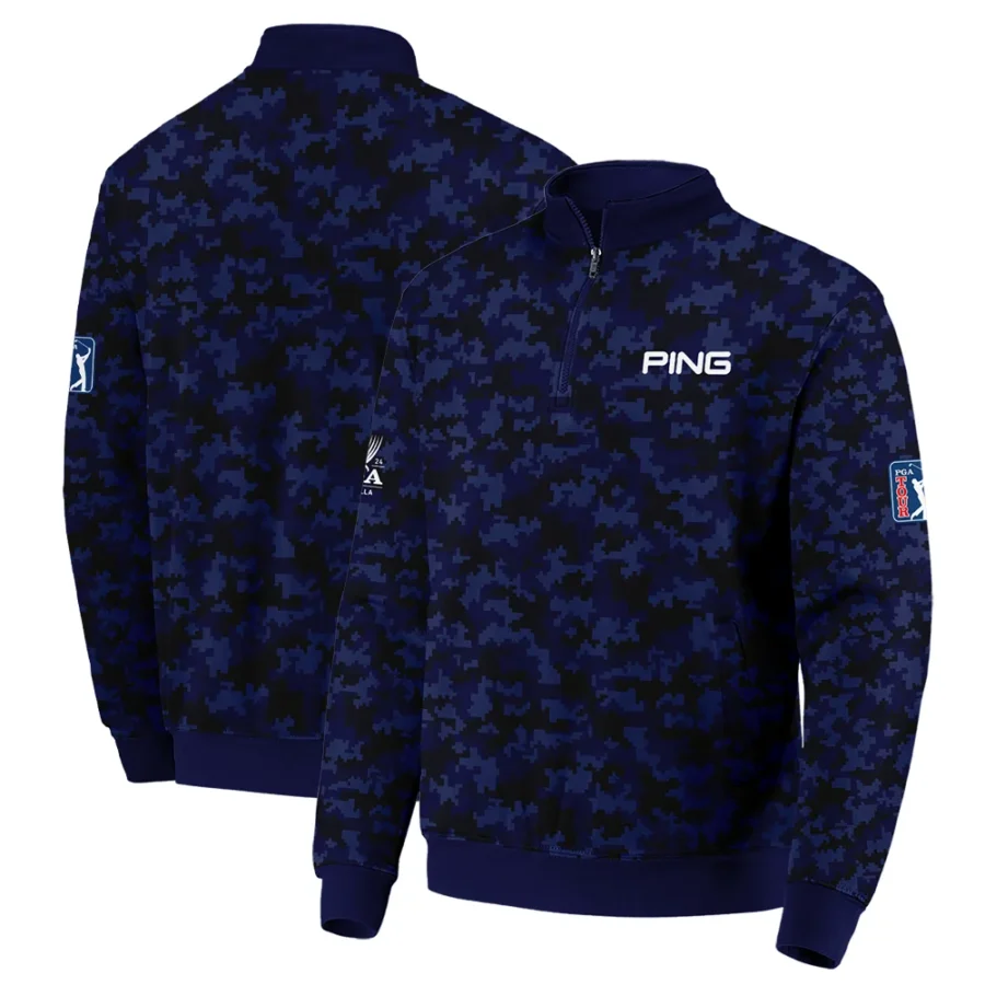 Golf 2024 PGA Championship Ping Quarter-Zip Jacket Blue Camouflage Pattern Sport All Over Print Quarter-Zip Jacket