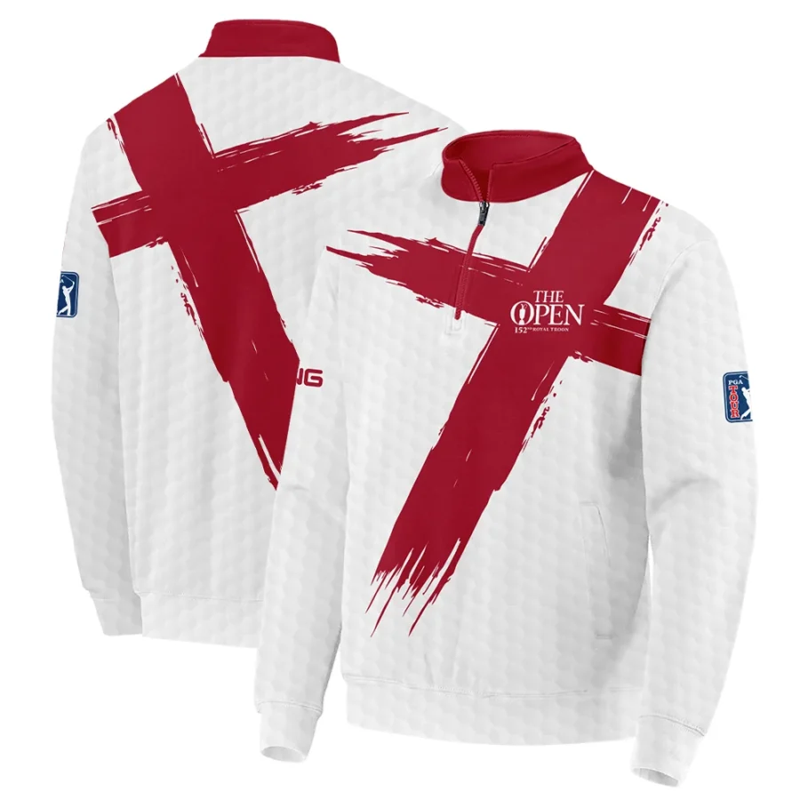 Ping 152nd The Open Championship Golf Sport Quarter-Zip Jacket Red White Golf Pattern All Over Print Quarter-Zip Jacket