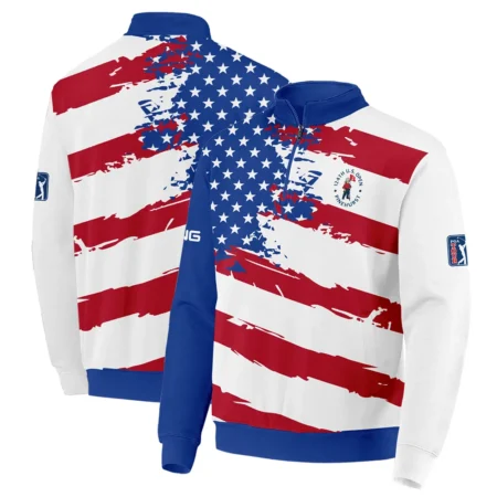 Sports Ping 124th U.S. Open Pinehurst Stand Colar Jacket USA Flag Grunge White All Over Print Stand Colar Jacket