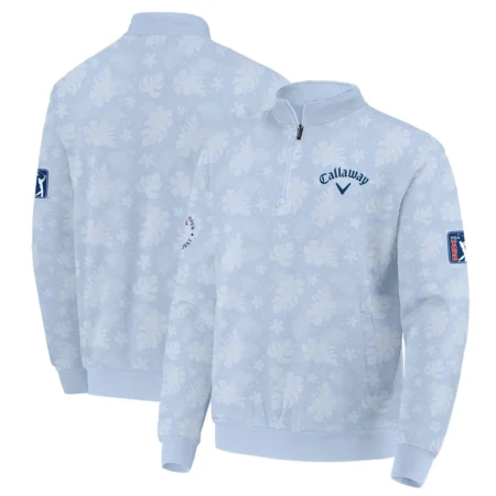 124th U.S. Open Pinehurst Callaway Golf Quarter-Zip Jacket Light Blue Pastel Floral Hawaiian Pattern All Over Print Quarter-Zip Jacket