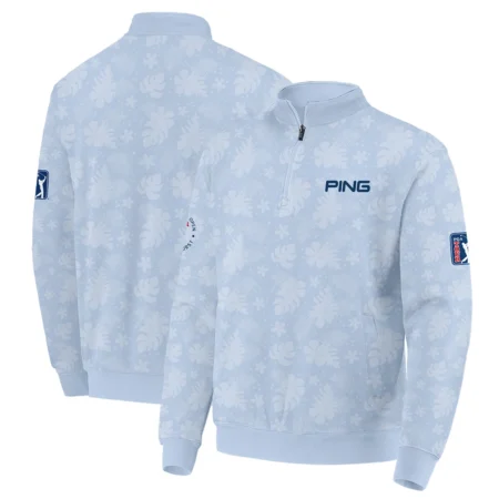 124th U.S. Open Pinehurst Ping Golf Quarter-Zip Jacket Light Blue Pastel Floral Hawaiian Pattern All Over Print Quarter-Zip Jacket