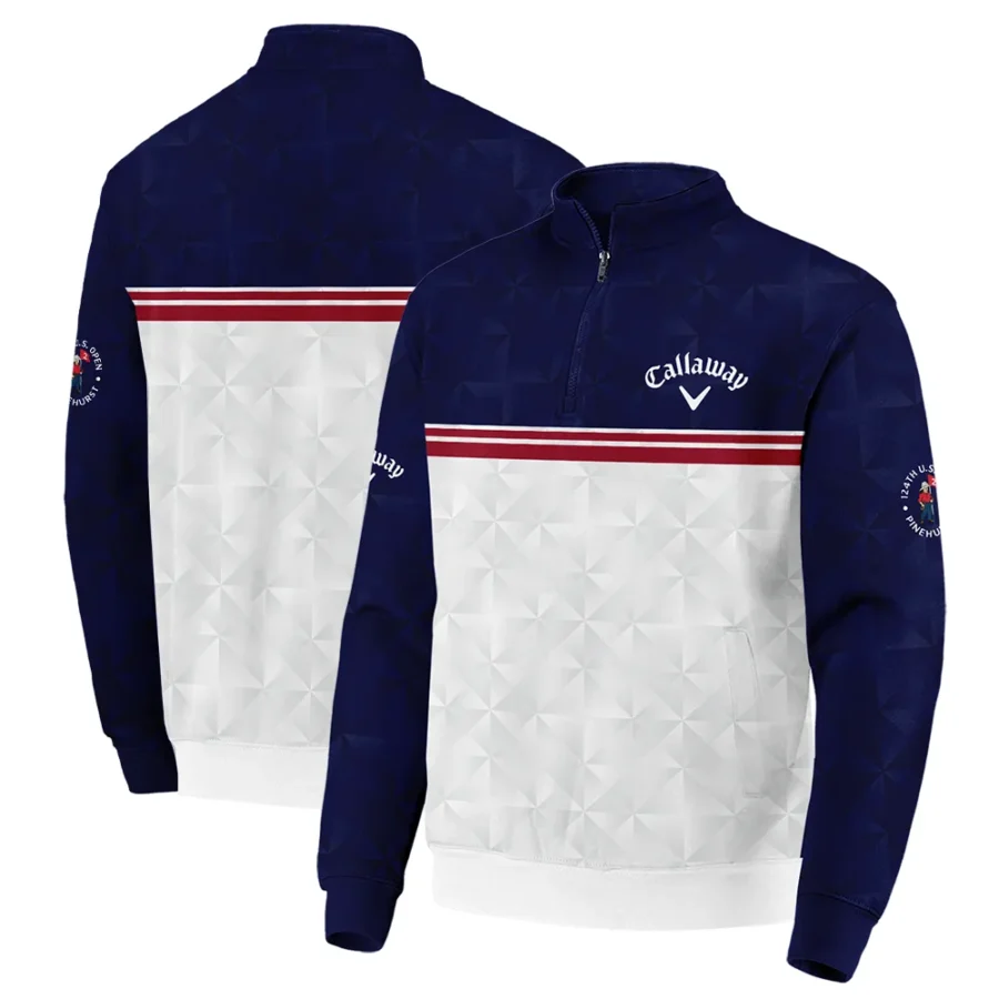 Golf Sport 124th U.S. Open Pinehurst Callaway Quarter-Zip Jacket Dark Blue White Abstract Geometric Triangles All Over Print Quarter-Zip Jacket