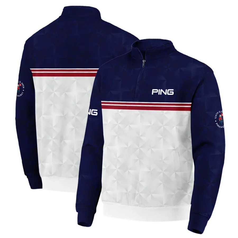 Golf Sport 124th U.S. Open Pinehurst Ping Quarter-Zip Jacket Dark Blue White Abstract Geometric Triangles All Over Print Quarter-Zip Jacket