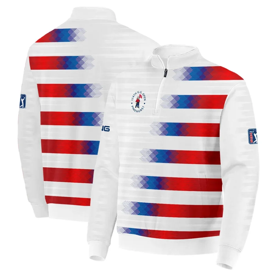 Ping 124th U.S. Open Pinehurst Golf Sport Quarter-Zip Jacket Blue Red White Abstract All Over Print Quarter-Zip Jacket