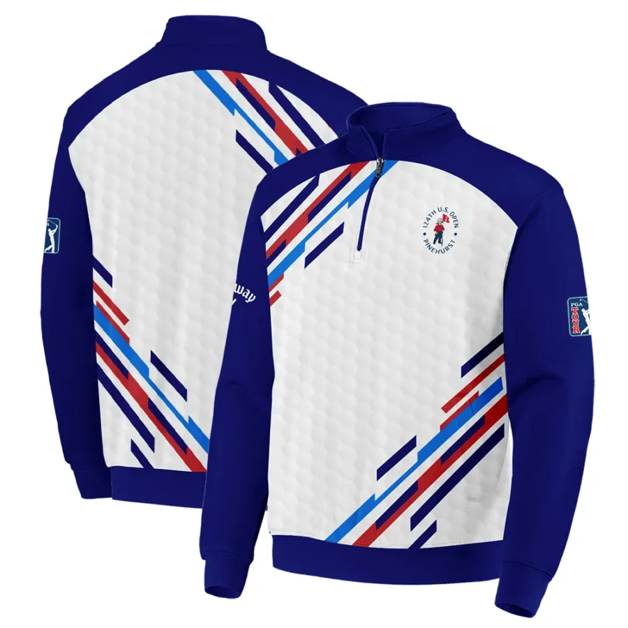 Golf Sport Callaway 124th U.S. Open Pinehurst Quarter-Zip Jacket Blue Red Golf Pattern White All Over Print Quarter-Zip Jacket