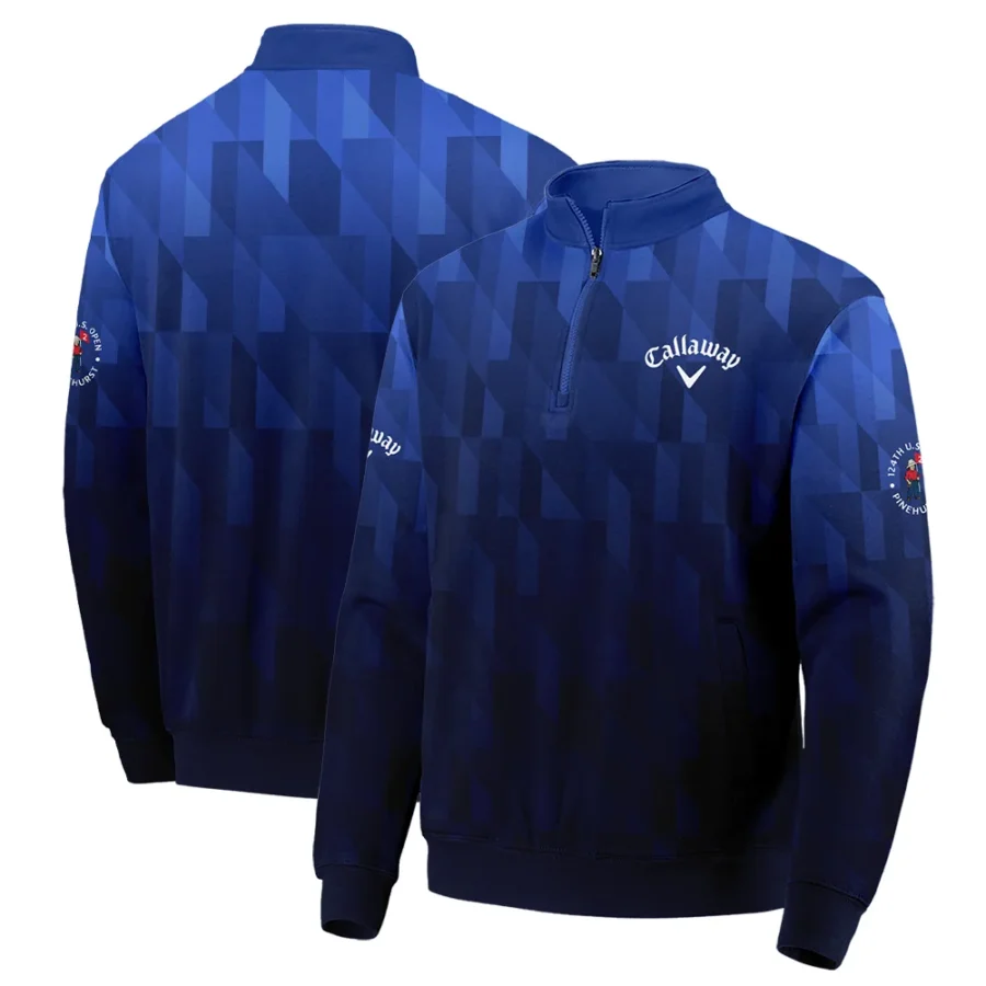 Callaway 124th U.S. Open Pinehurst Golf Sport Quarter-Zip Jacket Blue Fabric Geometric Pattern  All Over Print Quarter-Zip Jacket