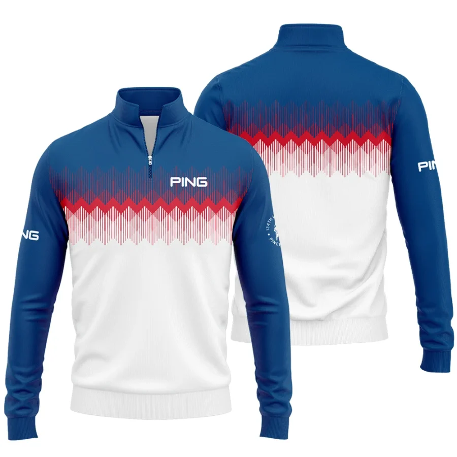 Ping 124th U.S. Open Pinehurst Quarter-Zip Jacket Blue Red Fabric Pattern Golf Quarter-Zip Jacket