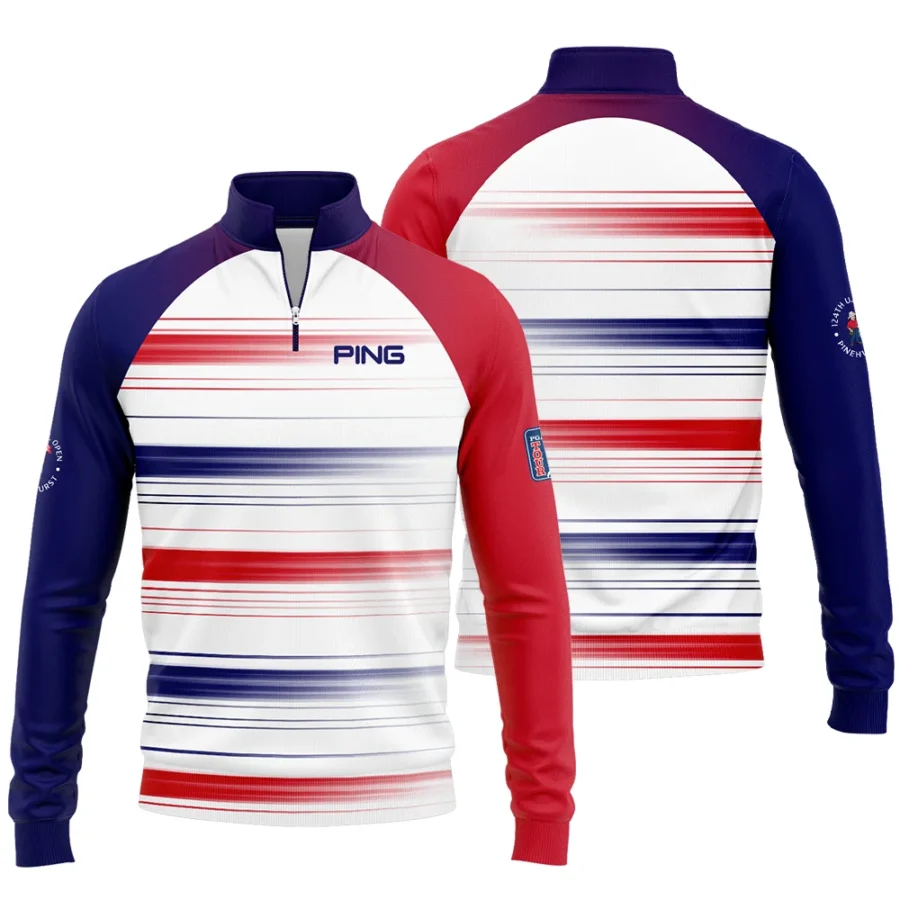 Sport Ping 124th U.S. Open Pinehurst Quarter-Zip Jacket Straight Lines Blue Red Quarter-Zip Jacket