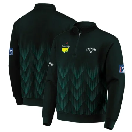 Masters Tournament Golf Callaway Long Polo Shirt Zigzag Pattern Dark Green Golf Sports All Over Print Long Polo Shirt For Men