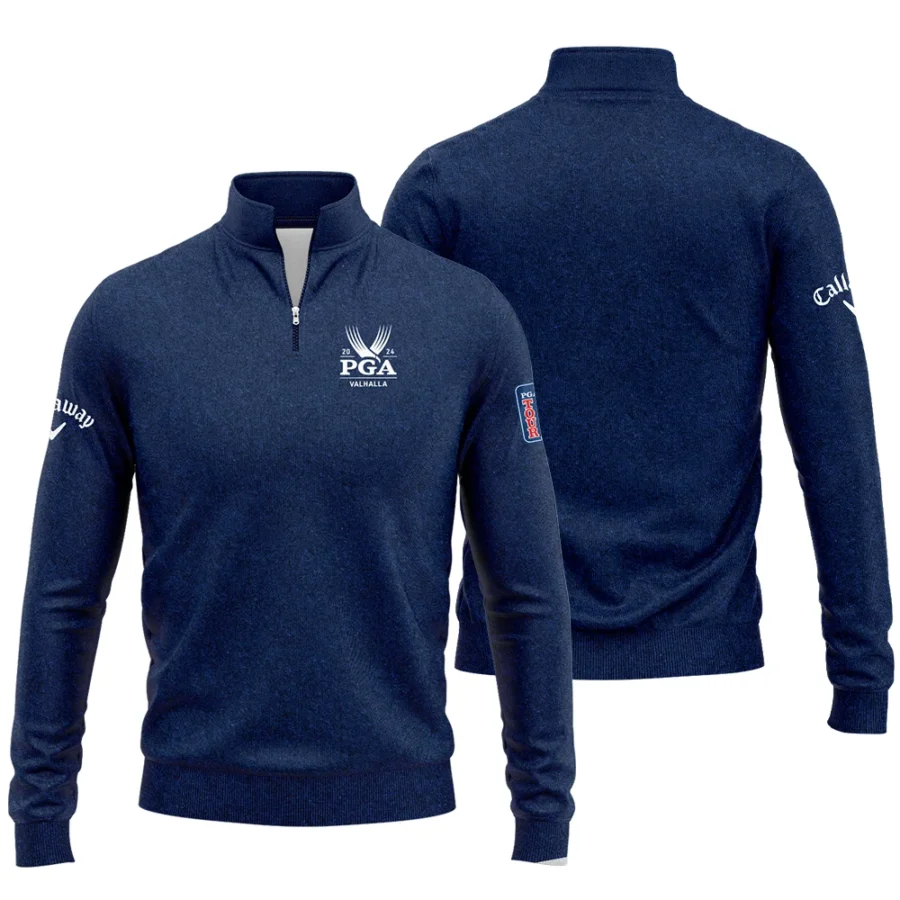 Special Version 2024 PGA Championship Valhalla Callaway Quarter-Zip Jacket Blue Paperboard Texture Quarter-Zip Jacket