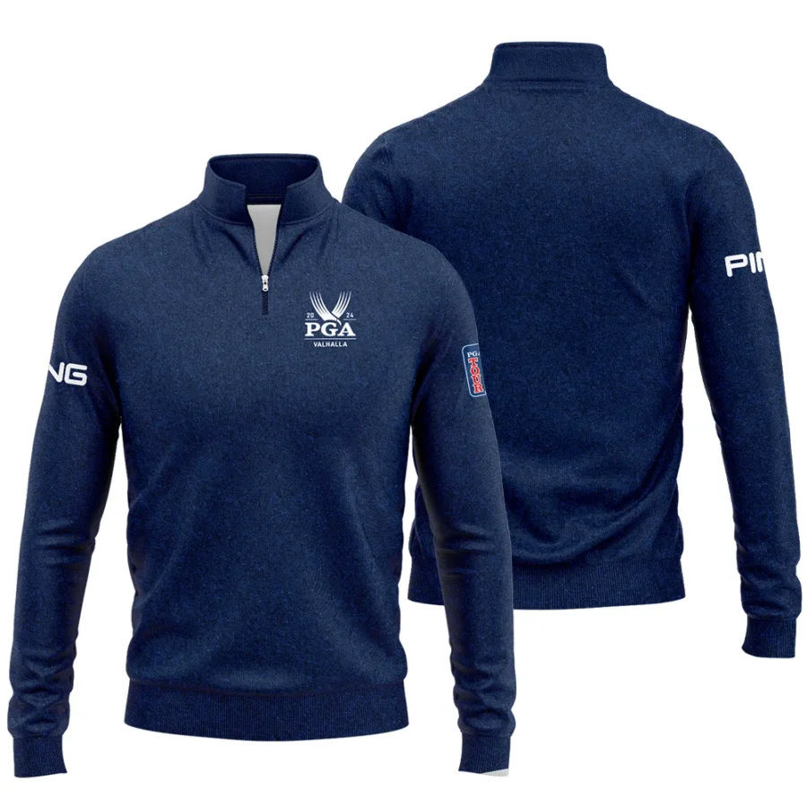 Special Version 2024 PGA Championship Valhalla Ping Quarter-Zip Jacket Blue Paperboard Texture Quarter-Zip Jacket