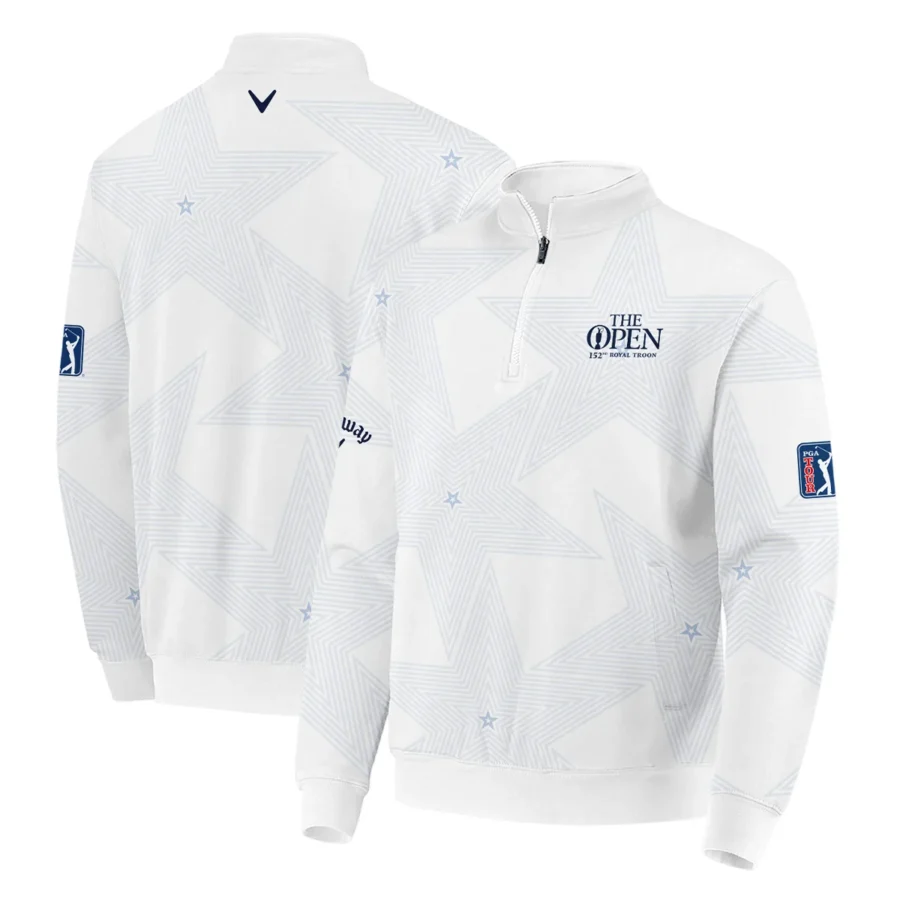 The 152nd Open Championship Golf Sport Callaway Quarter-Zip Jacket Sports Star Sripe White Navy Quarter-Zip Jacket