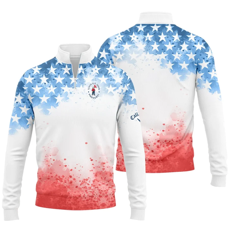 Special Version 124th U.S. Open Pinehurst Callaway Quarter-Zip Jacket Watercolor Blue Red Stars Quarter-Zip Jacket