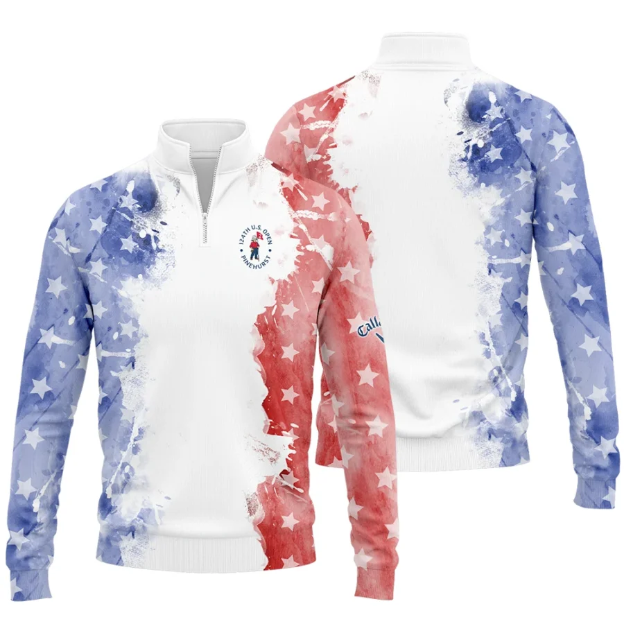 124th U.S. Open Pinehurst Special Version Callaway Quarter-Zip Jacket Blue Red Watercolor Quarter-Zip Jacket