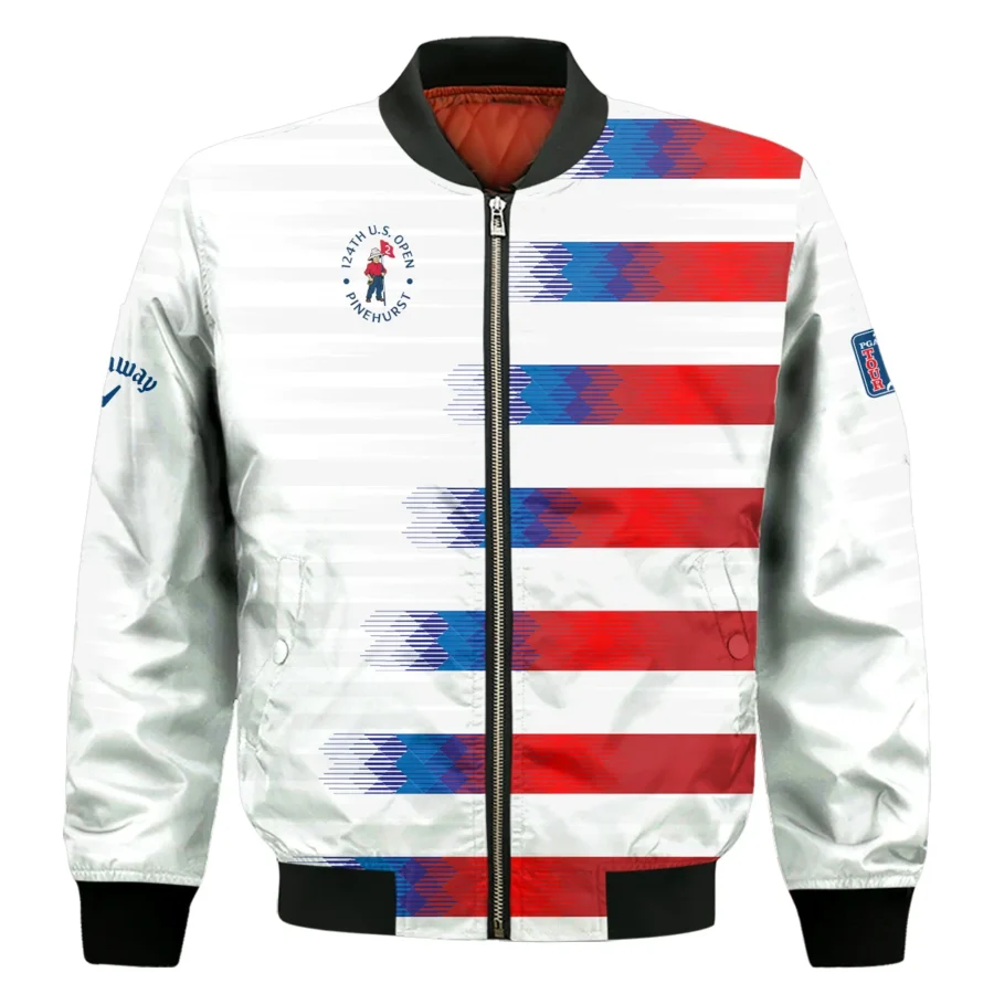 Callaway 124th U.S. Open Pinehurst Golf Sport Bomber Jacket Blue Red White Abstract All Over Print Bomber Jacket