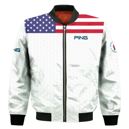 Ping 124th U.S. Open Pinehurst Bomber Jacket USA Flag Golf Pattern All Over Print Bomber Jacket