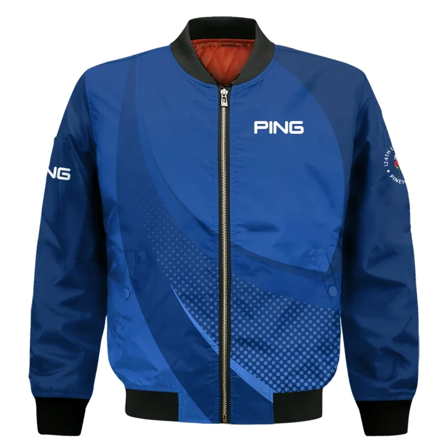 Ping 124th U.S. Open Pinehurst Golf Sport Bomber Jacket Dark Blue Gradient Halftone Pattern All Over Print Bomber Jacket