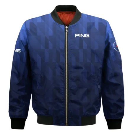 Ping 124th U.S. Open Pinehurst Golf Sport Bomber Jacket Blue Fabric Geometric Pattern  All Over Print Bomber Jacket