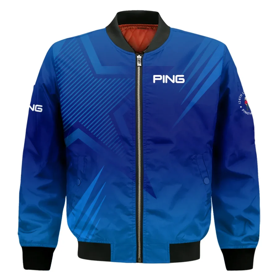 124th U.S. Open Pinehurst No.2 Ping Bomber Jacket Dark Blue Gradient Star Pattern Bomber Jacket