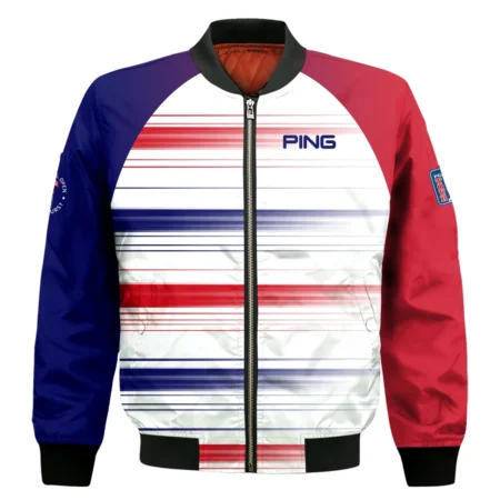 Sport Ping 124th U.S. Open Pinehurst Bomber Jacket Straight Lines Blue Red Bomber Jacket