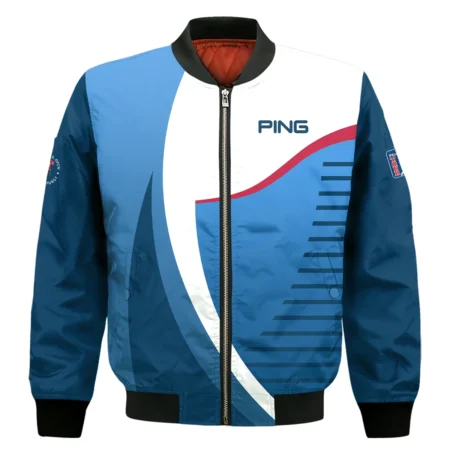 124th U.S. Open Pinehurst Golf Sport Ping Bomber Jacket Blue Gradient Red Straight Bomber Jacket