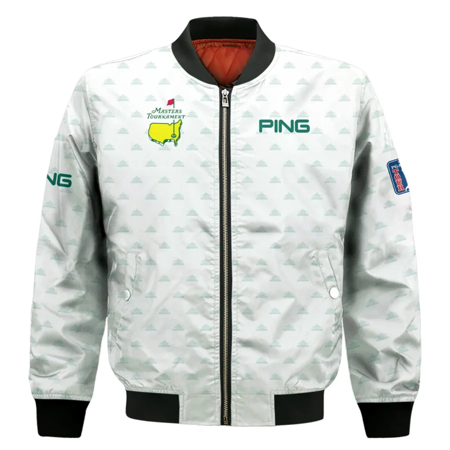 Golf Masters Tournament Ping Bomber Jacket Cup Pattern White Green Golf Sports All Over Print Bomber Jacket