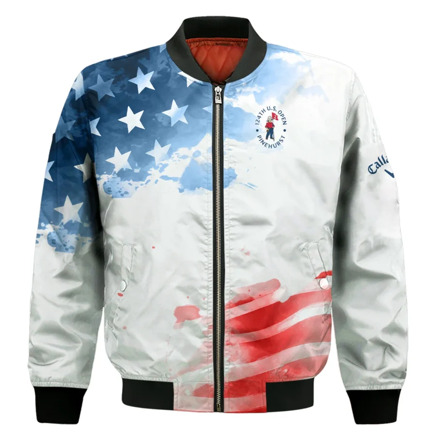 Golf 124th U.S. Open Pinehurst Callaway Bomber Jacket US Flag Watercolor Golf Sports All Over Print Bomber Jacket