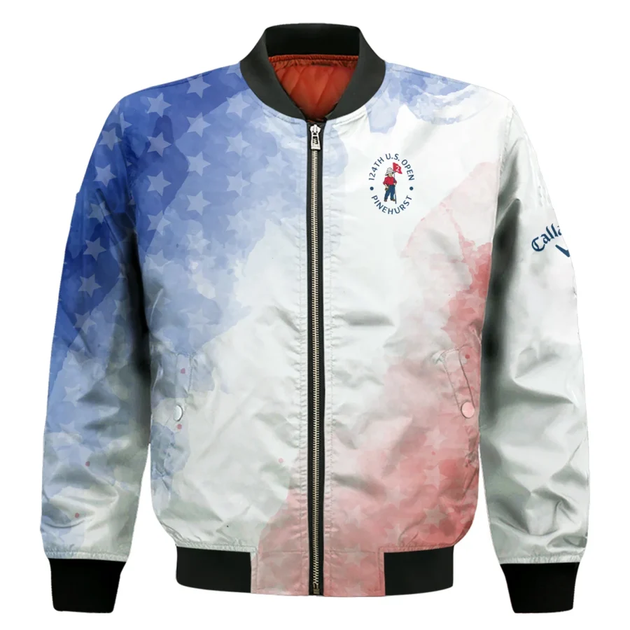 124th U.S. Open Pinehurst Golf Callaway Bomber Jacket Stars Blue Red Watercolor Golf Sports All Over Print Bomber Jacket