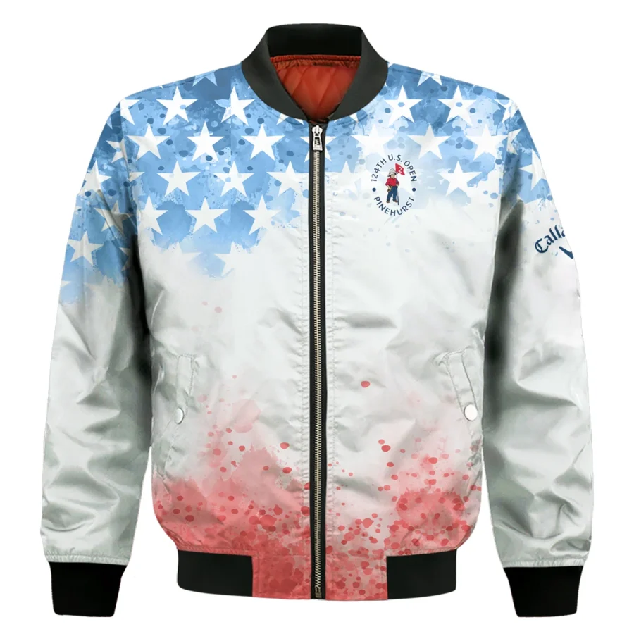 Special Version 124th U.S. Open Pinehurst Callaway Bomber Jacket Watercolor Blue Red Stars Bomber Jacket