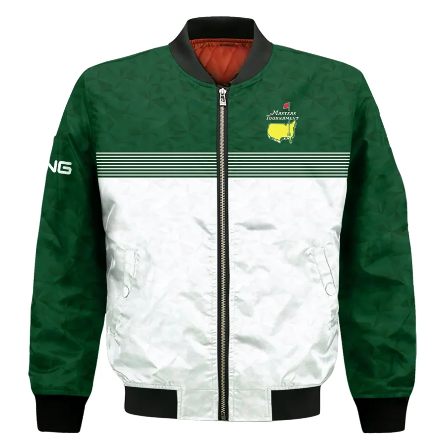 Masters Tournament Ping Bomber Jacket White Pattern White Geometric Abstract Polygon Shape Bomber Jacket