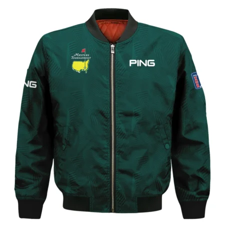 Abstract Pattern Lines Forest Green Masters Tournament Ping Bomber Jacket Style Classic Bomber Jacket