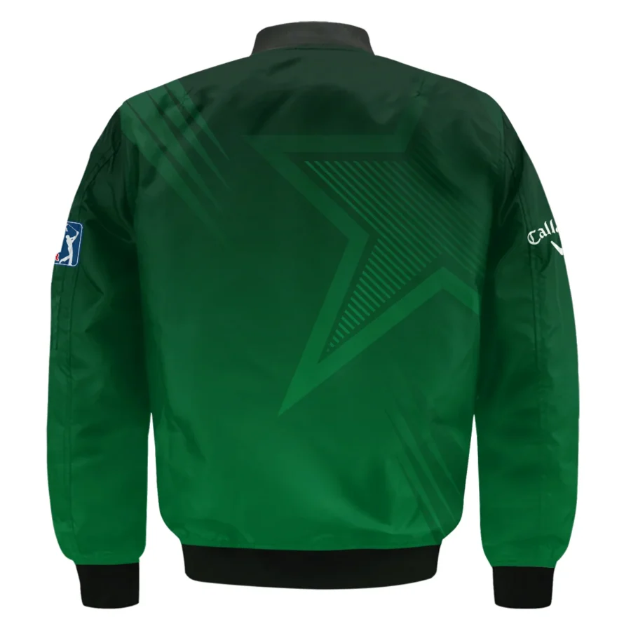 Callaway Masters Tournament Bomber Jacket Dark Green Gradient Star Pattern Golf Sports Bomber Jacket