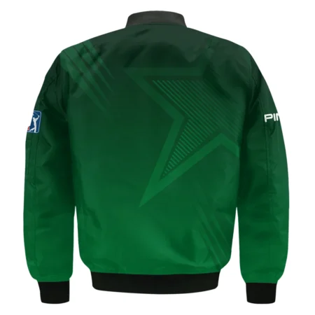 Ping Masters Tournament Bomber Jacket Dark Green Gradient Star Pattern Golf Sports Bomber Jacket