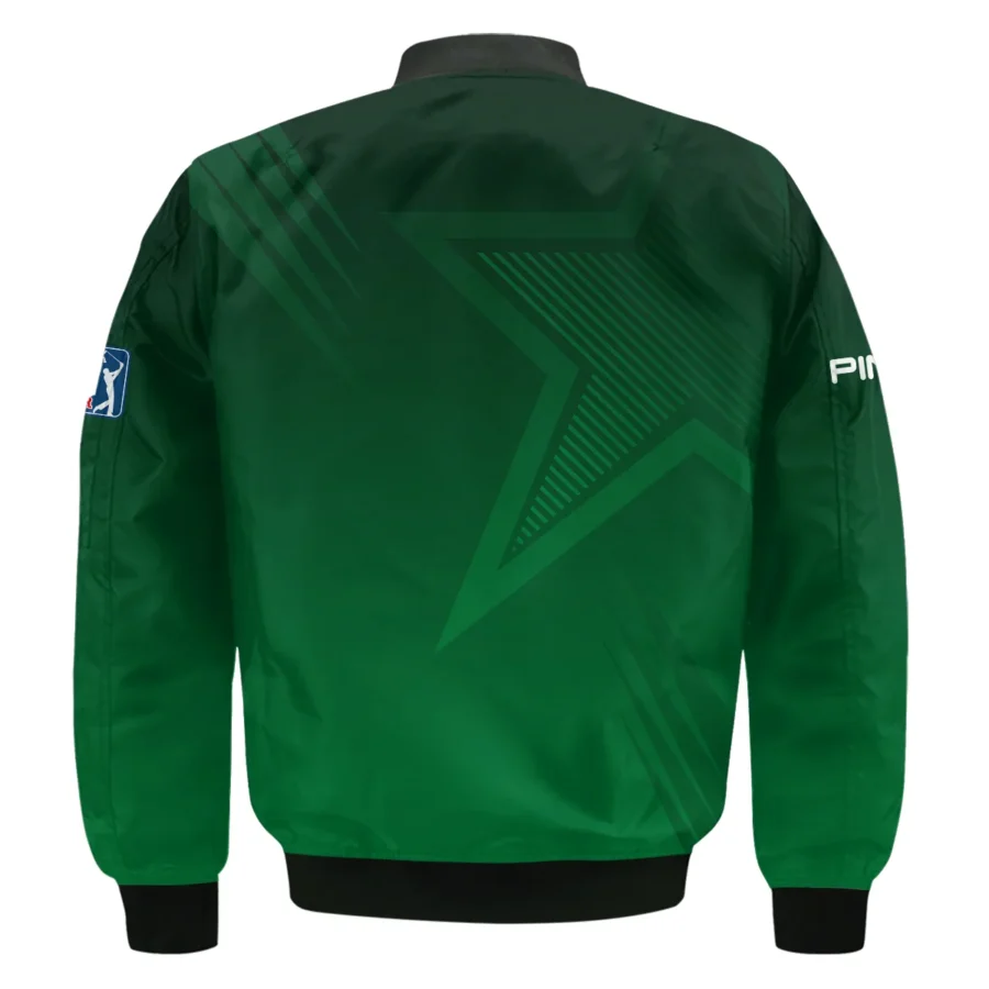 Ping Masters Tournament Bomber Jacket Dark Green Gradient Star Pattern Golf Sports Bomber Jacket