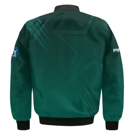 Sports Ping Masters Tournament Bomber Jacket Star Pattern Dark Green Gradient Golf Bomber Jacket