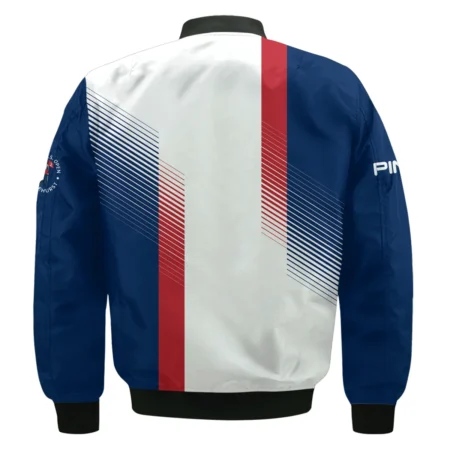 Sport Ping 124th U.S. Open Pinehurst Golf Bomber Jacket Blue Red Striped Pattern White All Over Print Bomber Jacket